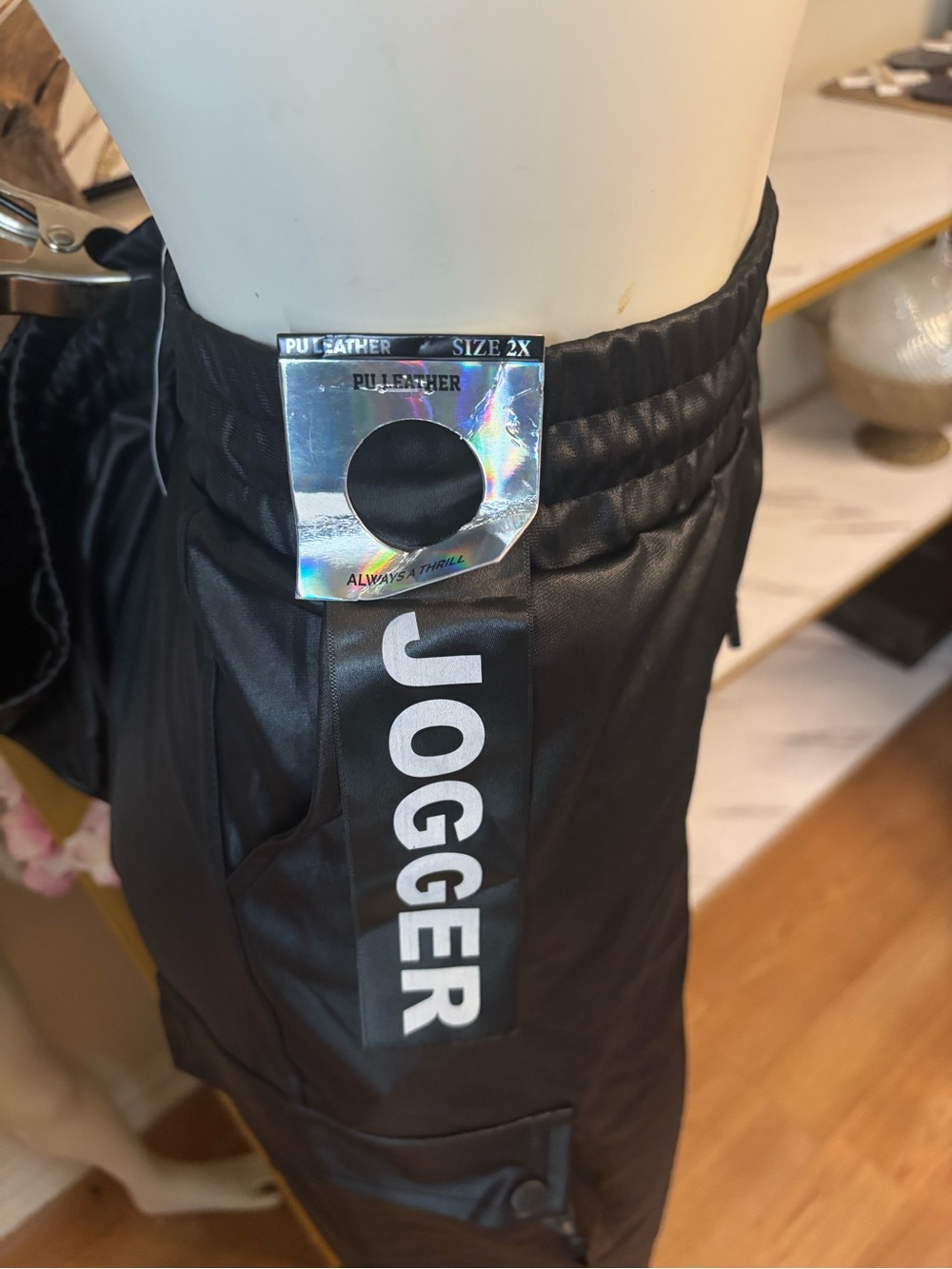 Thrill Black Jogger Pants with White Size Tag